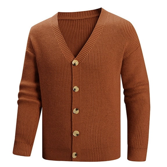 Mens Cardigan Heavyweight Sweater Casual V-Neck Button Down Stretchy Loose Fit Open Front Jackets