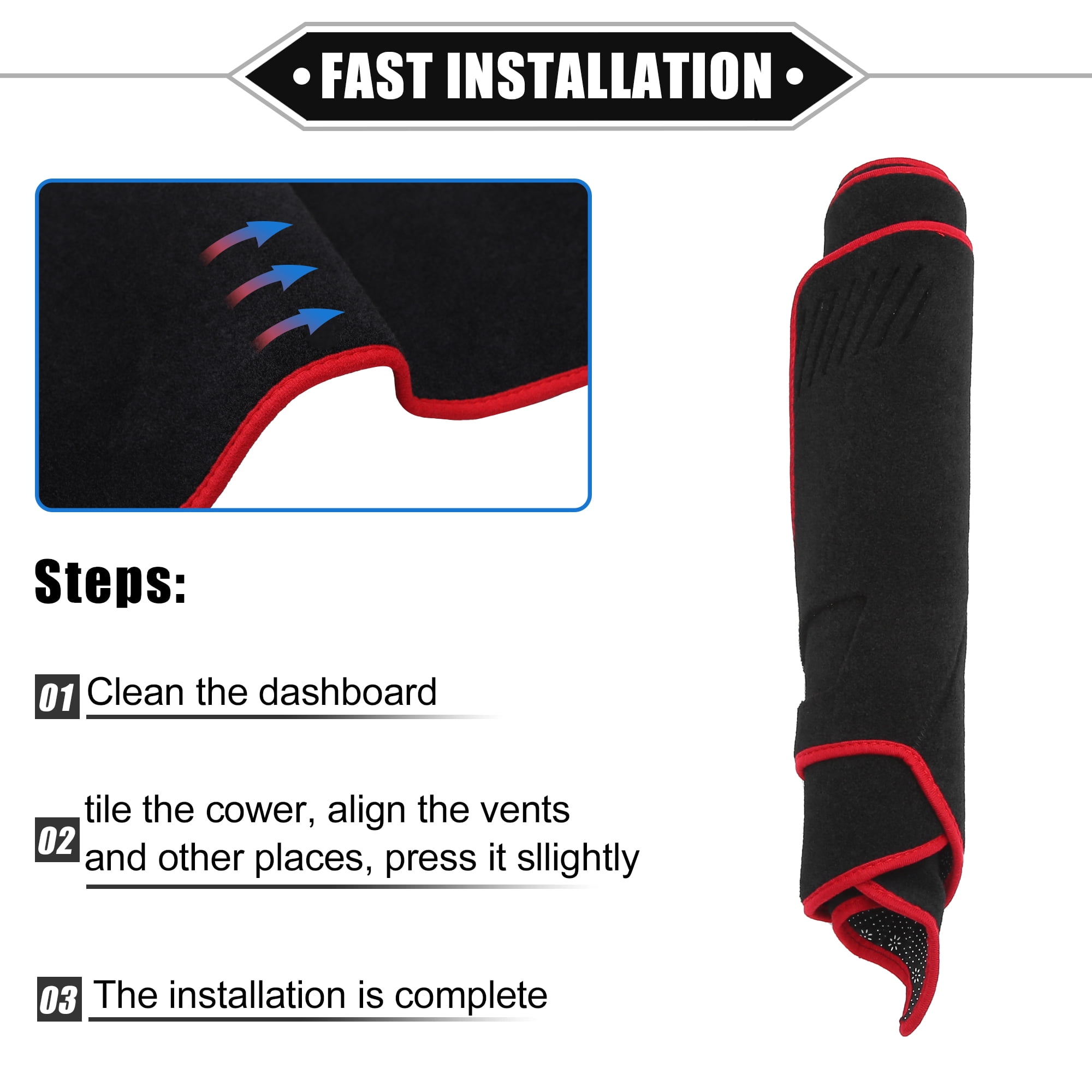 Unique Bargains Dashboard Cover for Hyundai Sonata 2015-2019 Non-slip Polyester Red
