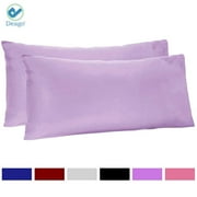 Deago Set of 2 Ultra Soft Long Pillow Cases Body Pillowcases Cover Envelope Closure For Adults Pregnant Women 20" x 55" (Purple)