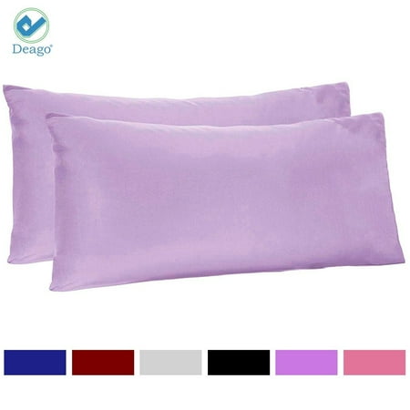 Deago Set of 2 Ultra Soft Long Pillow Cases Body Pillowcases Cover Envelope Closure For Adults Pregnant Women 20" x 55" (Purple)