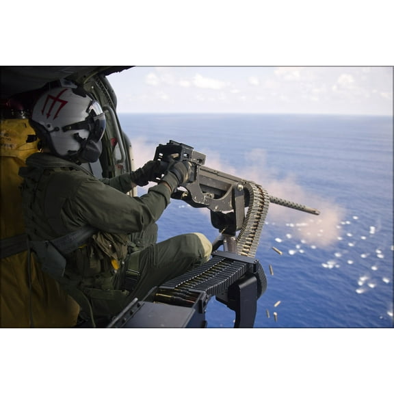 24"x36" Gallery Poster, .50-caliber machine gun aboard helicopter