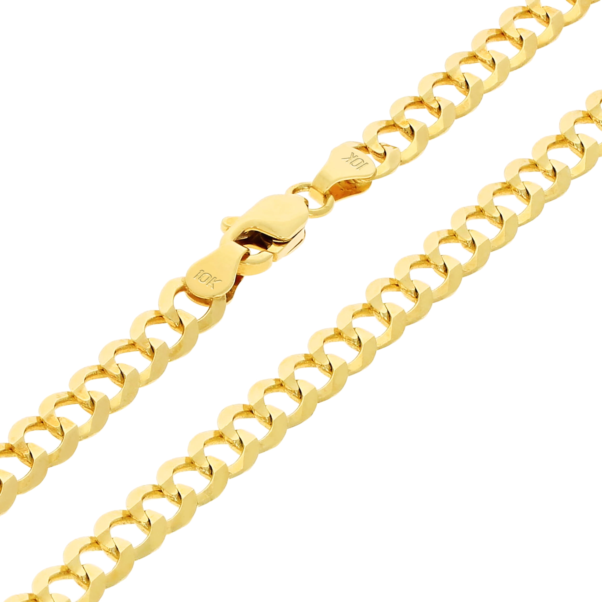 Nuragold 10k Real Yellow Gold Solid Cuban Curb Link 5mm Chain Necklace (16"-30") Italian Jewelry for Men & Women