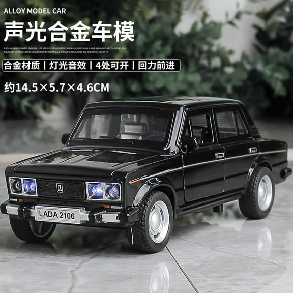 1:32 LADA 2106 Alloy Classic Car Model Diecast Metal Toy Sound and Light Pull Back Children Toy Miniature Vehicle Model Kid Gift