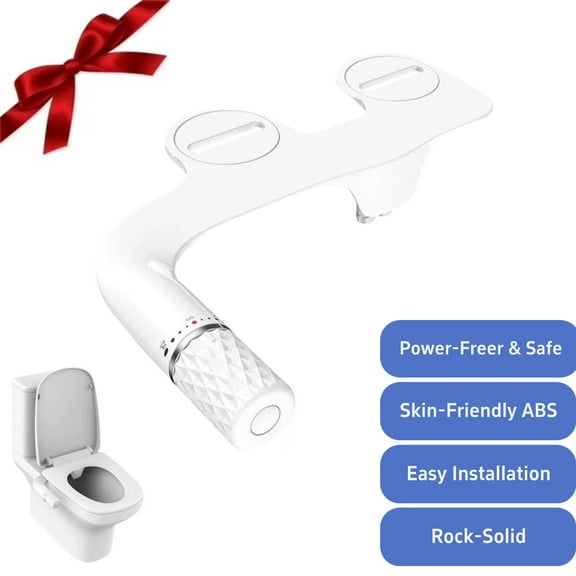 Bidet Attachment for Toilet, Non-Electric Toilet Seat Bidet, Adjustable Water Pressure, Self-Cleaning, Ultra Thin Slim Edge Design, Easy Installation, White