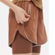 thumbnail image 5 of TaTaai Women High Waist Solid Sports Shorts Double Layer Anti-Exposure Stretch Elastic Waist Drawstring Zipper Pocket Quick Dry Yoga Running Shorts Gift, 5 of 8