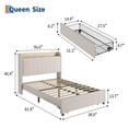 thumbnail image 2 of Senfot Twin Size Upholstered Bed Frame with Storage Headboard – Platform Bed, Charging Station & Drawer, Beige, 2 of 6