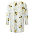 thumbnail image 5 of LYEAA Ladies' Three Quarter Sleeve Festival Blouse Round Neck Bee Print Casual Top Lightweight Breathable for Outdoor Activities Yellow XXXXL, 5 of 5