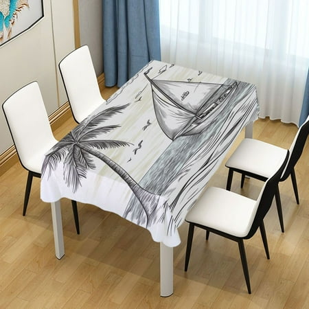

54x54 Inch Tablecloth Polyester Square Tablecloth for Home Kitchen Dinner Decor A Sailboat