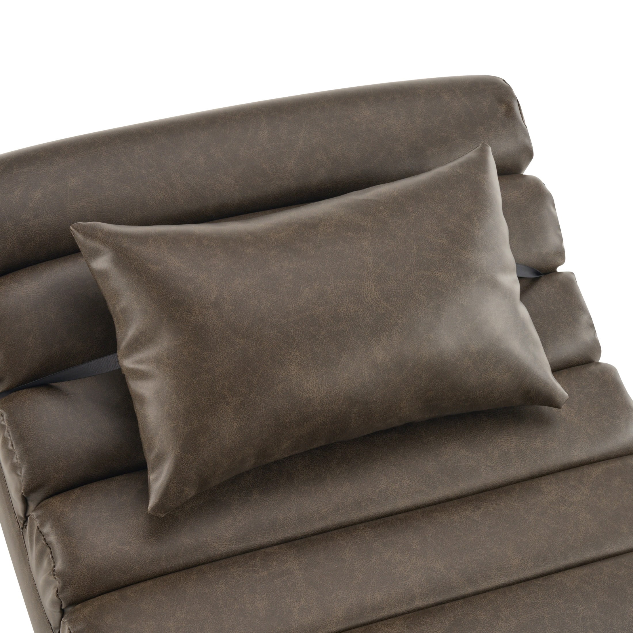 Christopher Knight Home Modern Faux Leather Curved Chaise Lounge with Solid Wood Base, Brown