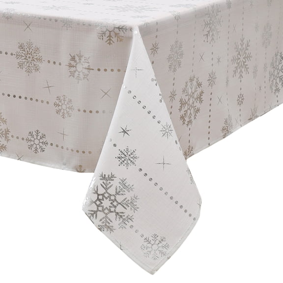 Foil Wonderland Snowflake Holiday Fabric Tablecloth