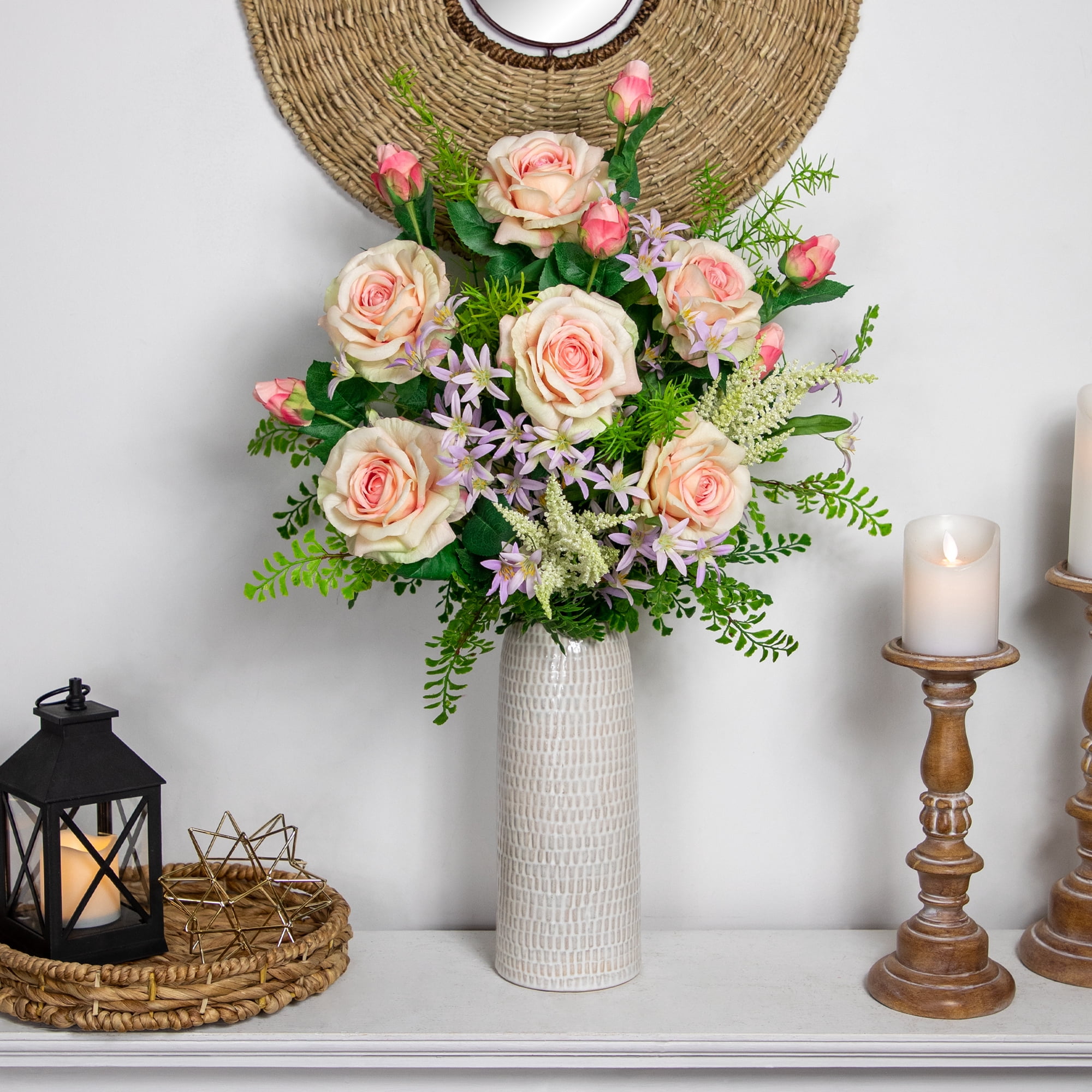 Northlight Real Touch™ Light Pink Artificial Rose Stems, Set of 6 - 26"
