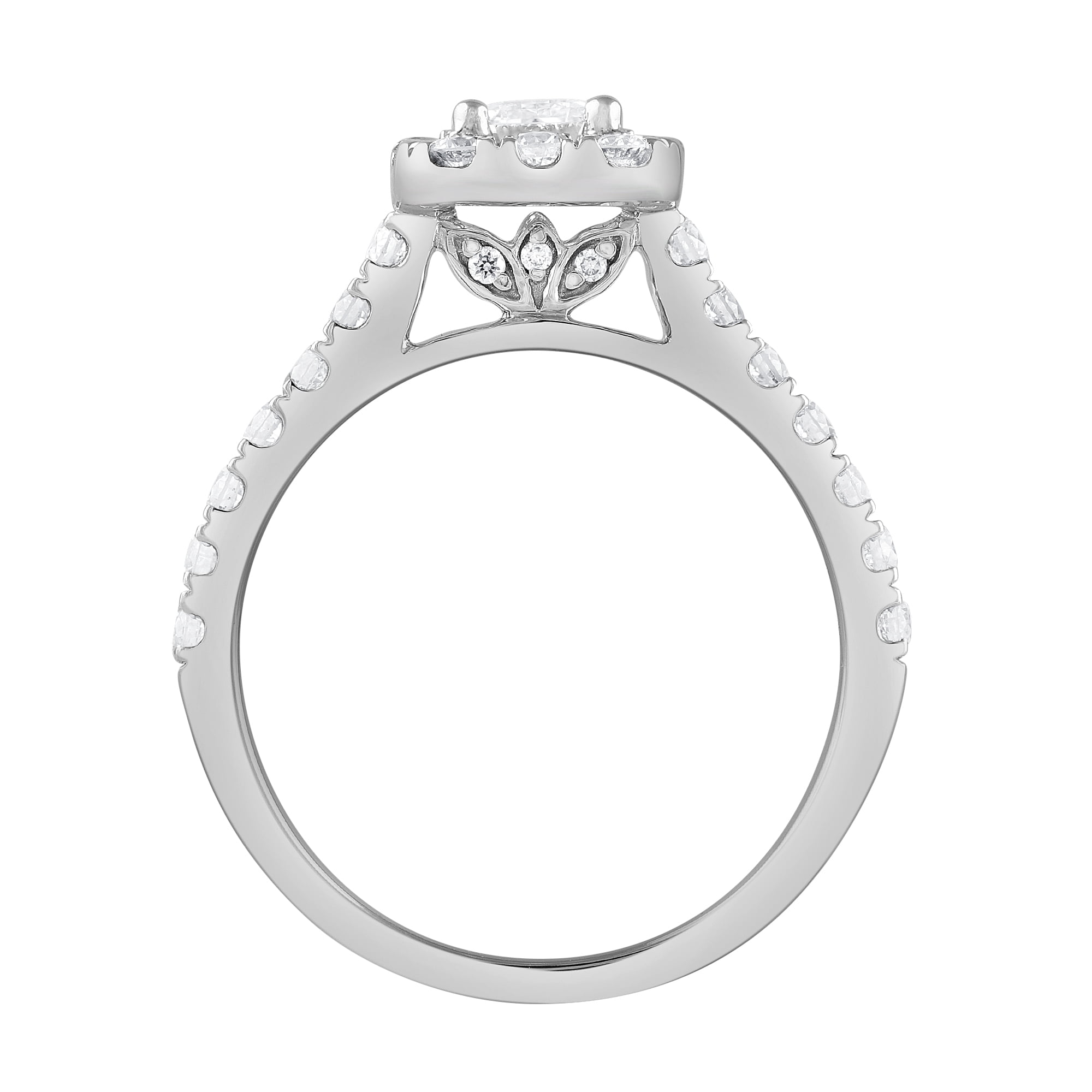Unique Moments 1.50 ct Lab Grown Diamond Halo Emerald Engagement Ring in 14K White Gold