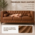 thumbnail image 2 of ChenyueFurn 78.5" Faux Leather 3-Seater Sofa with black Legs,Brown, 2 of 11