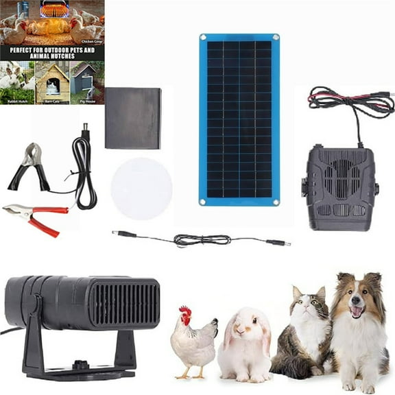 Fmxomd Compact Solar Panel Heater, Chicken Coop Heater for Winter, 30W Portable Home Car Greenhouse Solar Powered Heaters, Ideal for Drying Heating Pet House Warm Wind Gear[Black]