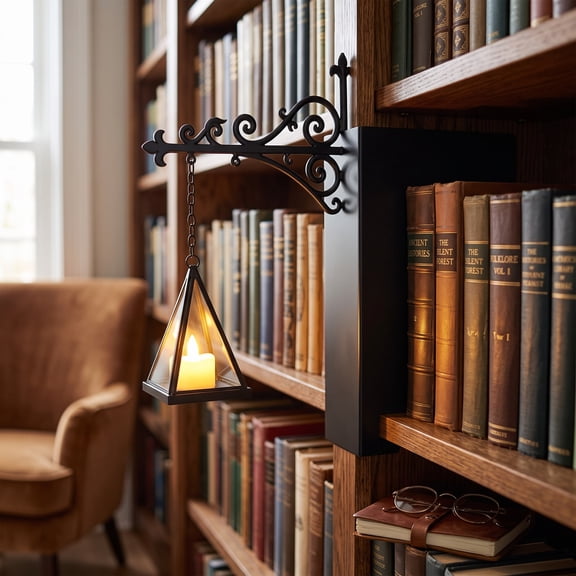 Library Lantern-Decorative Bookshelf Lighting, Reading Book Shelf Lights for Bookworms, Antique Led Books Nook Lamp Ornament for Study Reading Corner Home Library-A