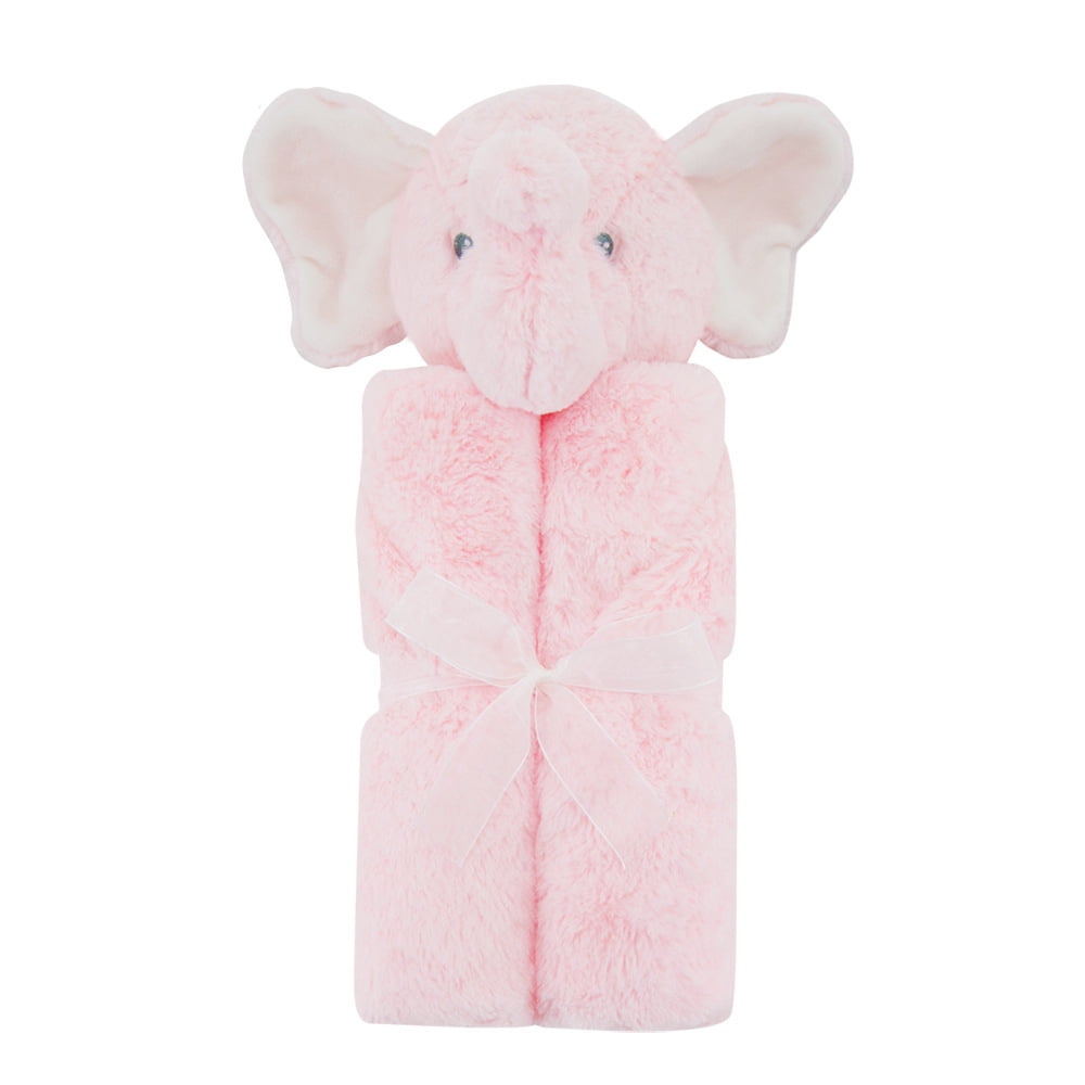 Battilo Pink Elephant Baby Security Blanket, Fleece Soother Blanket