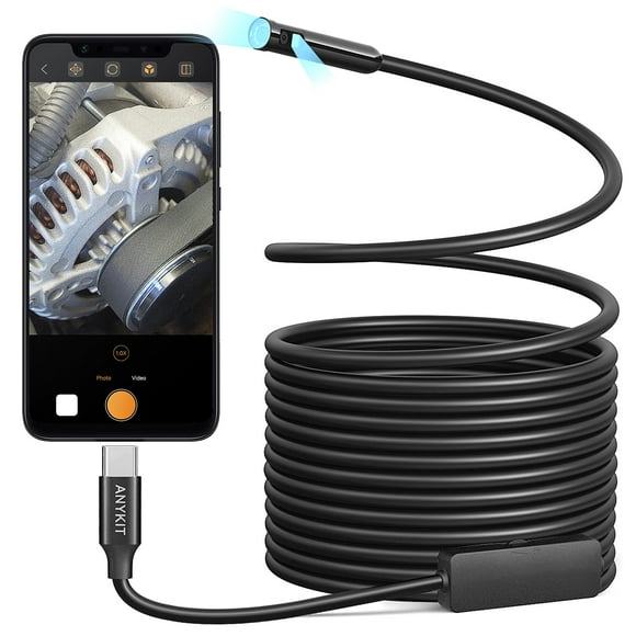 Cámara para endoscopio Anykit, boroscopio tipo C de doble lente IP67, 5 m