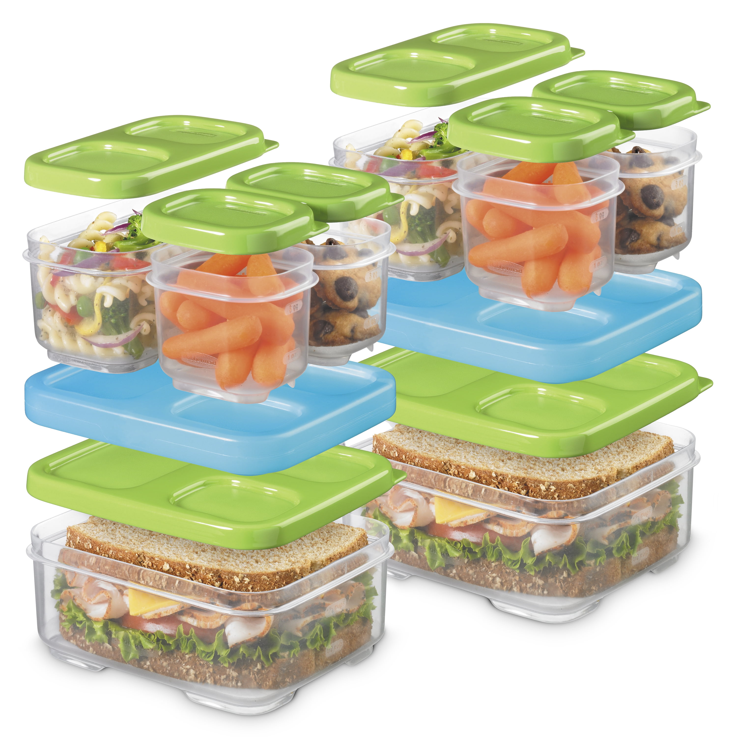 Pack of 6 Food Storage Sandwich Containers, 2 cups / 16 oz / 490 ml - 3  Different Designs. Great for Meal Prep. Kids or Adult Lunch Box - BPA Free  and