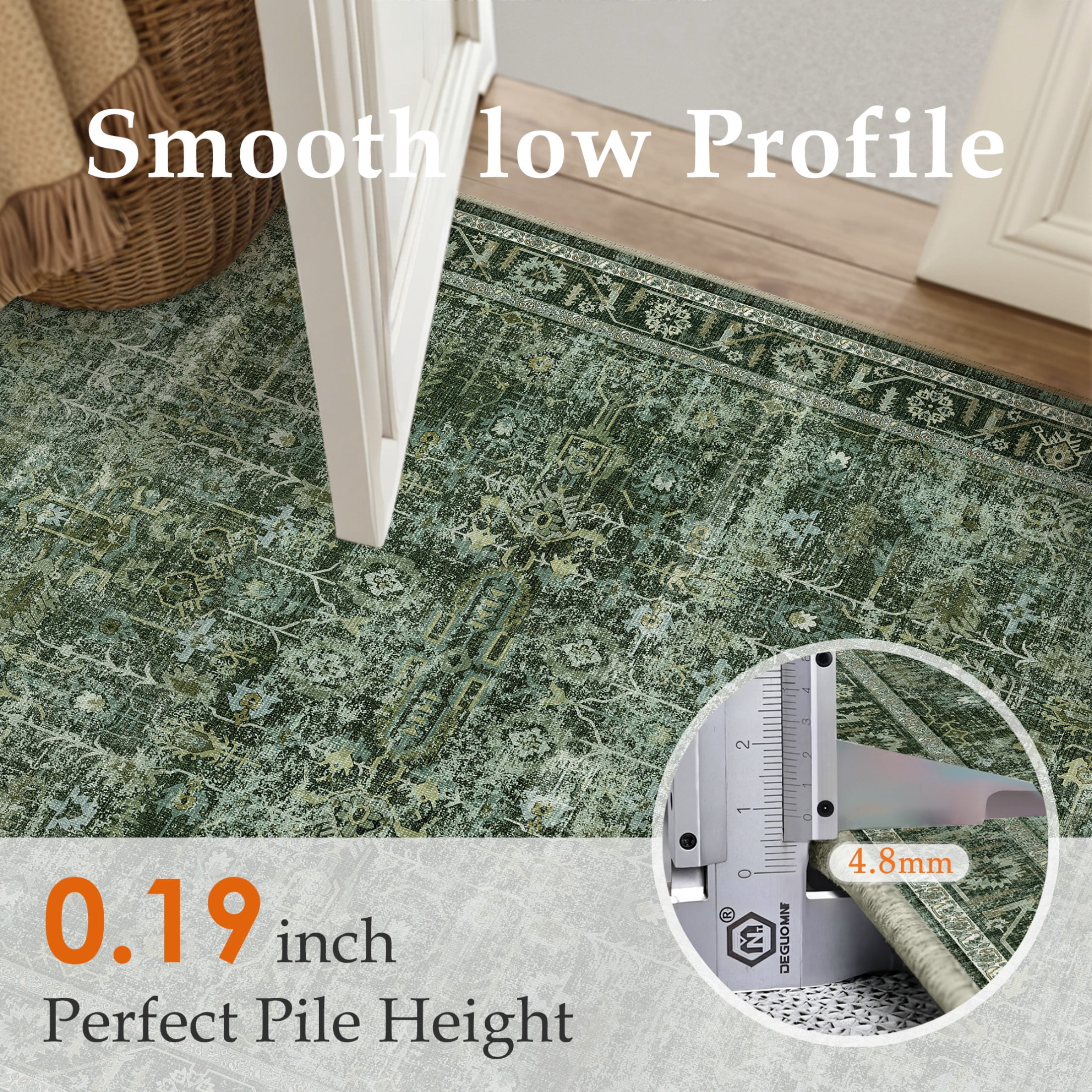 WIPONKEN 9x12 Area Rugs for Living Room Bedroom Dining Room Office Farmhouse, Machine Washable Non Slip Vintange Persia Rug