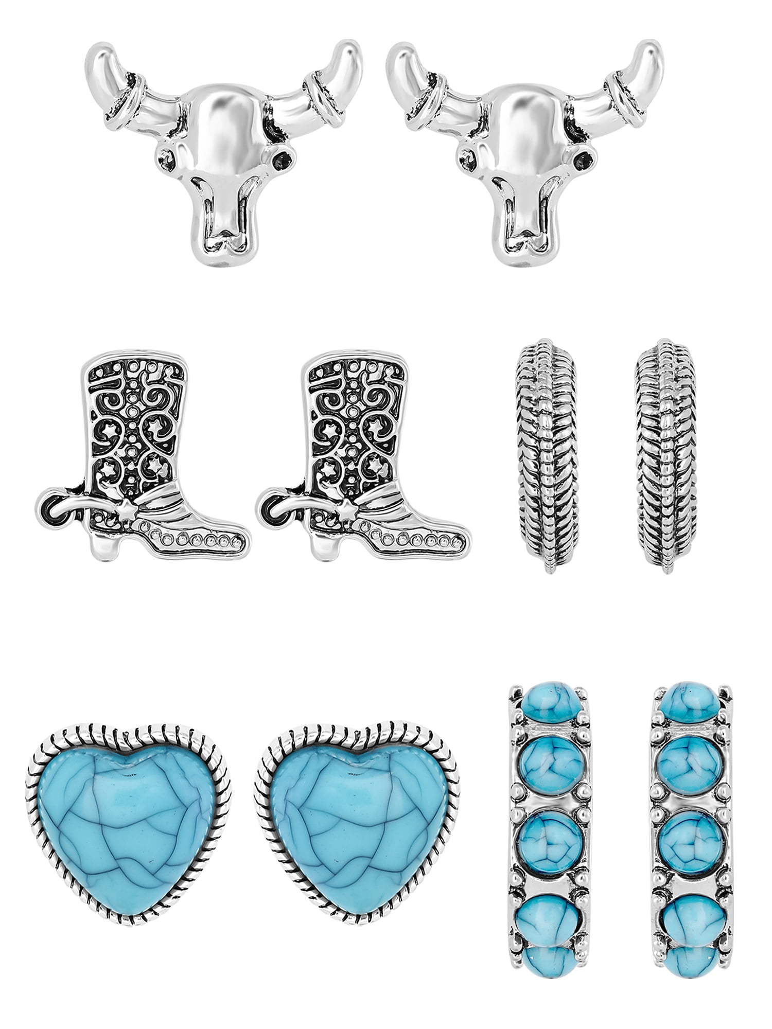 Jessica Simpson Women’s Faux Turquoise Earrings Set, 5 Pairs