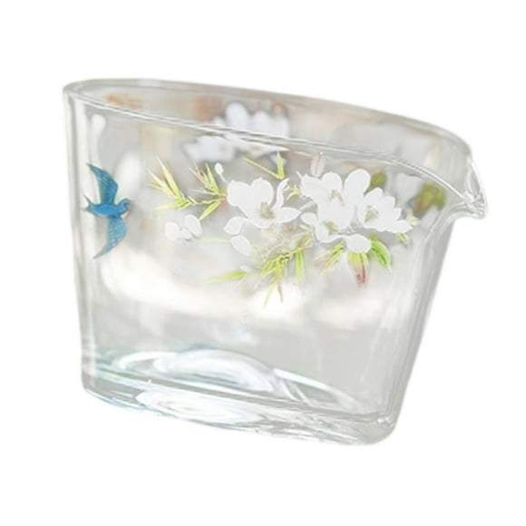 2024 春归玻璃系列合集手工贴花高硼硅绿茶器盖碗茶壶茶杯公道杯 春归-水滴公道杯