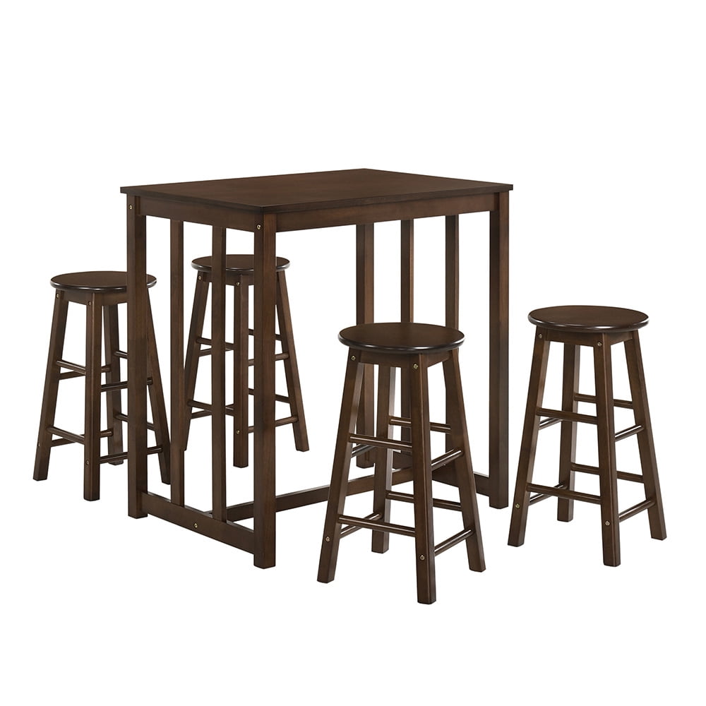 Kepooman 5Piece Wooden Dining Table Sets, Counter Height Pub Table with 4 Backless Bar Stools, Espresso Kepooman 5Piece Wooden Dining Table Sets, Counter Height Pub Table with 4 Backless Bar Stools, Espresso