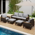 thumbnail image 3 of Wallowsun Patio Furniture Set,7 Pieces Outdoor Sectional Sofa Set,All-Weather Wicker Rattan High Back Patio Conversation Set with Ottomans and 4" Thick Cushions for Pool Patio Backyard,Gray, 3 of 7