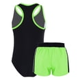 thumbnail image 5 of Doomiva Kids Girls 2-Pieces Tankini Racer Zip Up Swim Leotard Top with Shorts Sporty Rashguard Sets Beach Swimsuit Fluorescent Green 10, 5 of 5
