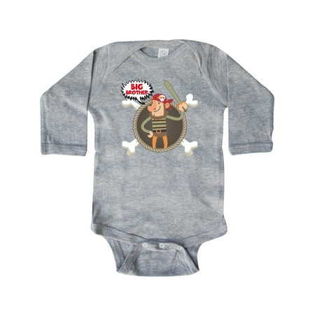 

Inktastic Big Brother Pirate Gift Baby Boy Long Sleeve Bodysuit