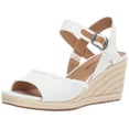 thumbnail image 1 of Lucky Brand Women's Mindra White Open Toe Platform Summer Espadrille Wedge Sandal (5.5, White), 1 of 6