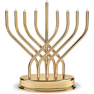 Aviv Judaica LED Battery-Operated Menorah, Brass