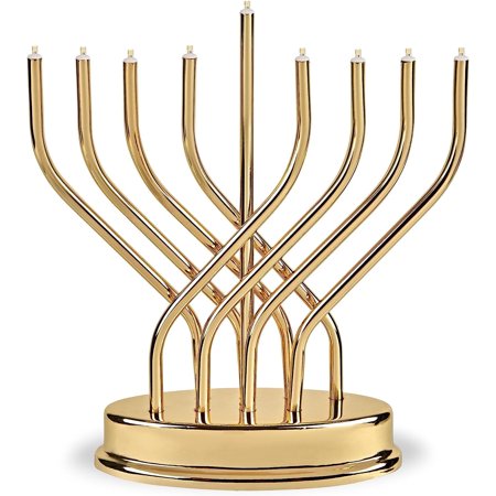 Aviv Judaica LED Battery-Operated Menorah, Brass