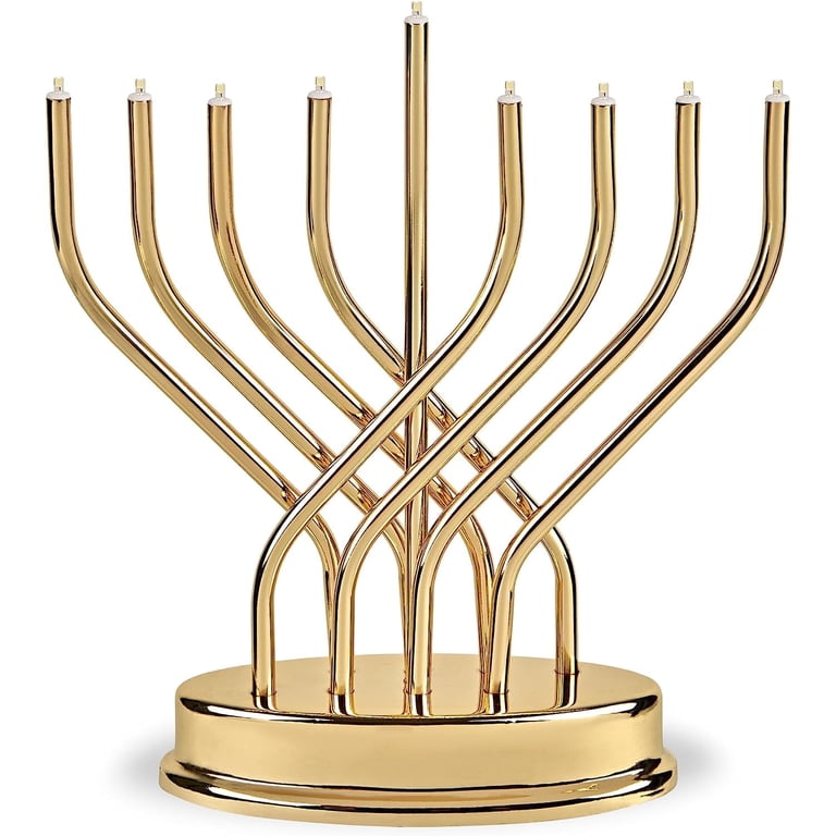 Aviv Judaica LED Battery-Operated Menorah, Brass photo 1