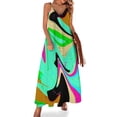 thumbnail image 1 of Nouvelle Robe Moderne Sans Manches à Motif Abstrait Liquide Carré Vert Menthe Multicolore, 1 of 4