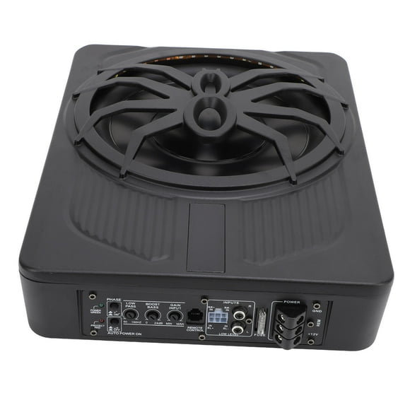800W 10" Slim Under Car Subwoofer, Car Audio Subwoofers Built in Amplifier, Powered Truck Subwoofer Upgrade with Blue LED Ambient Light