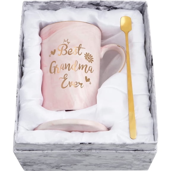 Gifts for Grandma - Best Grandma Ever Coffee Mugs, Christmas Gifts, Birthday Gifts, Mug Gifts for Grandma, Mothers Day Gifts, Futtumy 14 fl oz Pink Ceramic Coffee Mugs Tea Cup