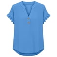thumbnail image 4 of GJSYRH Womens Striped Henley Summer Tops V Neck Button Dressy Casual T Shirts Blouses 2026 Trendy Clothes Light Blue XL, 4 of 4