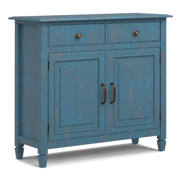 Pemberly Row Wood 40" WD Entryway Storage Cabinet - Distressed Coastal Blue