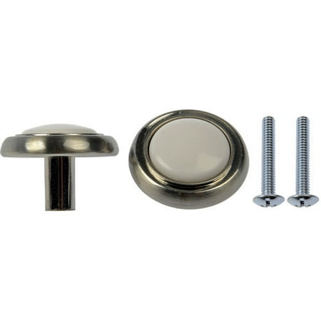 Symmetry Round Knobs, Satin Nickel/White, 5pc