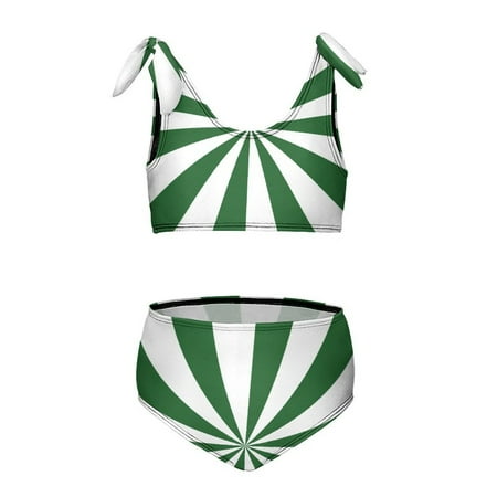 Aesthetic Patina Green And White Sunburst Girl s 2 Piece Bikini Set Beach Sport Swimsuit Swimwear 6-7Y110cm