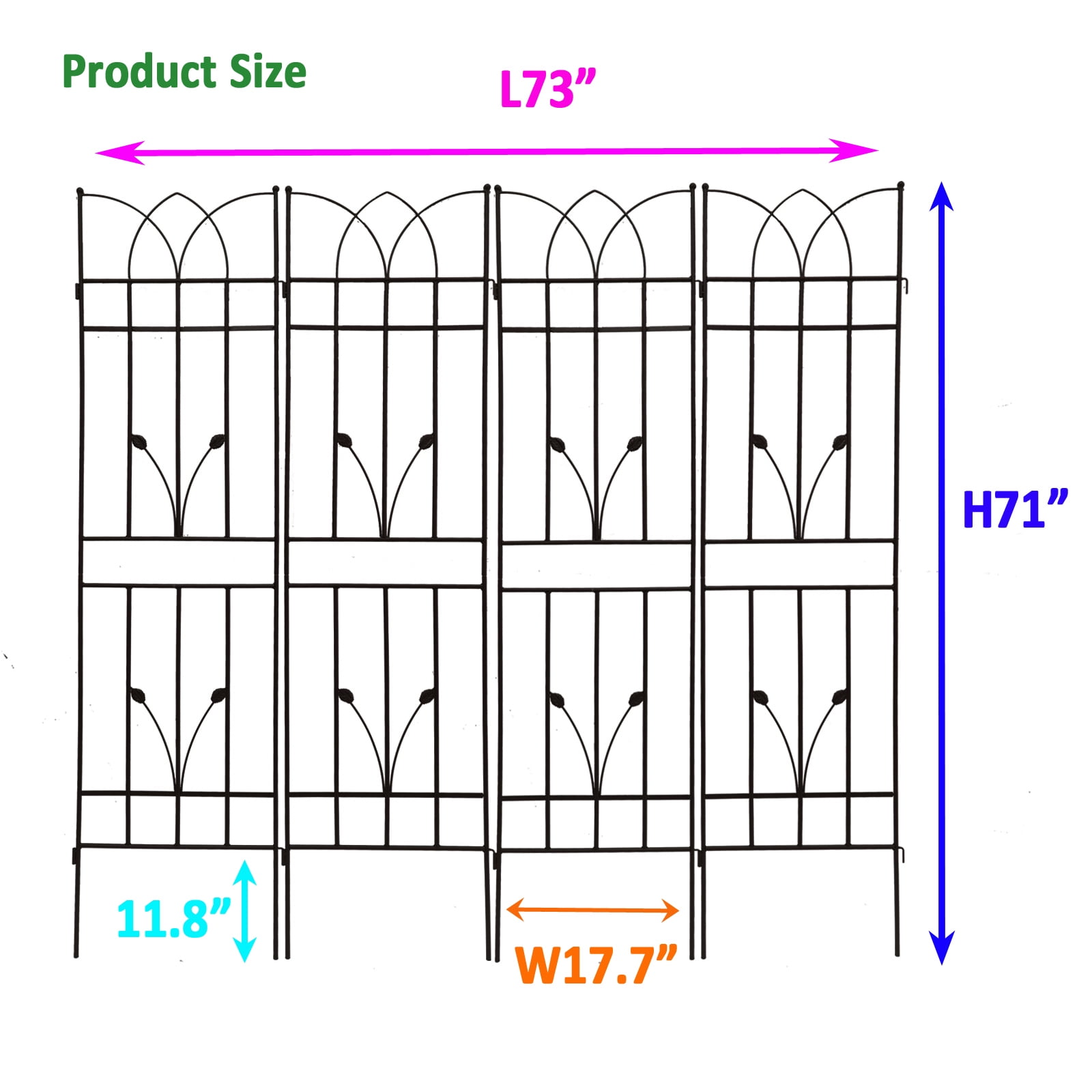 YANSHE 4 Pack Large Garden Trellis 71"Hx17.7"W Galvanized Metal Pipes Rustproof Plant Trellis For Climbing Rose Trellis Vine Vegetable Cucumber Potted Plant Support