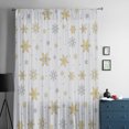 thumbnail image 5 of Christmas Snowflake Semi Sheer Curtains Drapes for Living Room, Bedroom, French Doors Window 54 Inches Long, Yellow White Xmas Winter Snowflake Rod Pocket Chiffon Curtain Drapery Voile Drape Panel, 5 of 6
