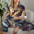 thumbnail image 6 of Lsque Astronaut Cat Pattern Long Sleeve Pajama Set for Women - Soft 2-Piece Sleepwear and Loungewear Set with Pockets, Comfy Nightwear-Large, 6 of 7