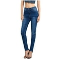 thumbnail image 2 of Women's High Waist Skinny Jeans Stretchy Slim Fitting Classic Casual Denim Pants for Comfortable Daily Wear Dark Blue XL, 2 of 8