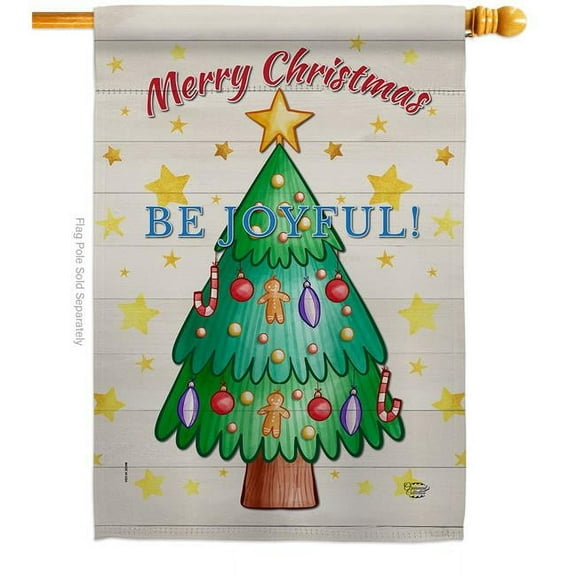 Ornament Collection H192296-BO 28 x 40 in. Be Joyful House Flag with Winter Christmas Double-Sided Decorative Vertical Flags Decoration Banner Garden Yard Gift