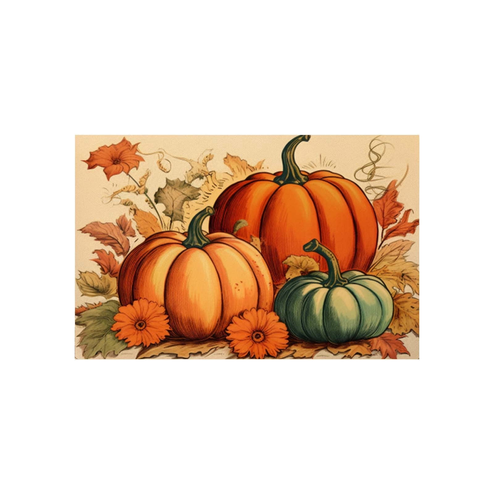 Erweicet Herbst-Fußmatte „Hello Pumpkin“ – 76,2x43,2 Cm, Rutschfest & Waschbar – Mit Kürbis & Ahorn-Motiv Für Drinnen & Draußen