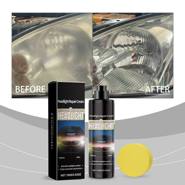 Pasta de restauración de faros de coche | Removedor de arañazos para faros | Limpiador de oxidación | Mejorar la visibilidad nocturna | Restaura el acabado brillante | 1 Tubo de Pasta | Suministros