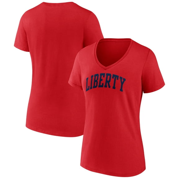 Women's Red Liberty Flames Arch V-Neck T-Shirt
