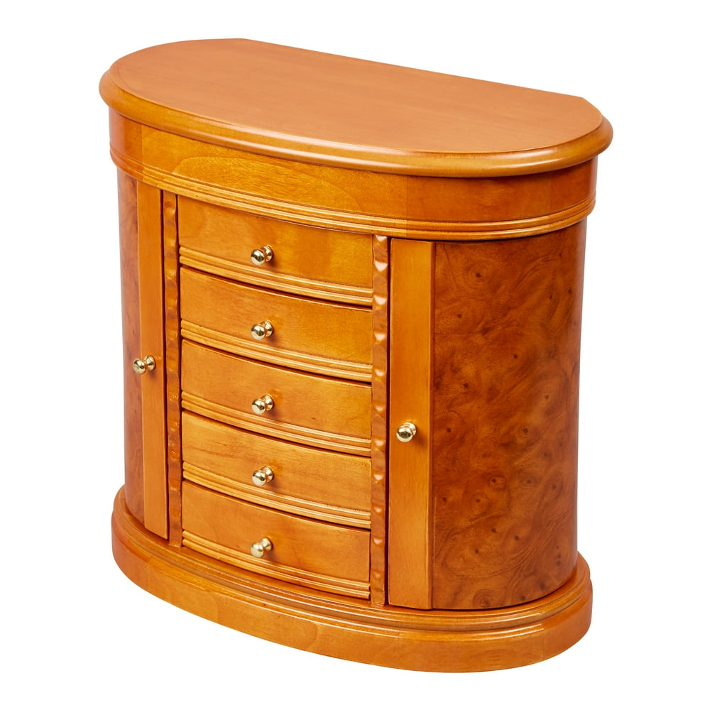 Mele Designs Melrose Wooden Jewelry Box in Burlwood Walnut Finish