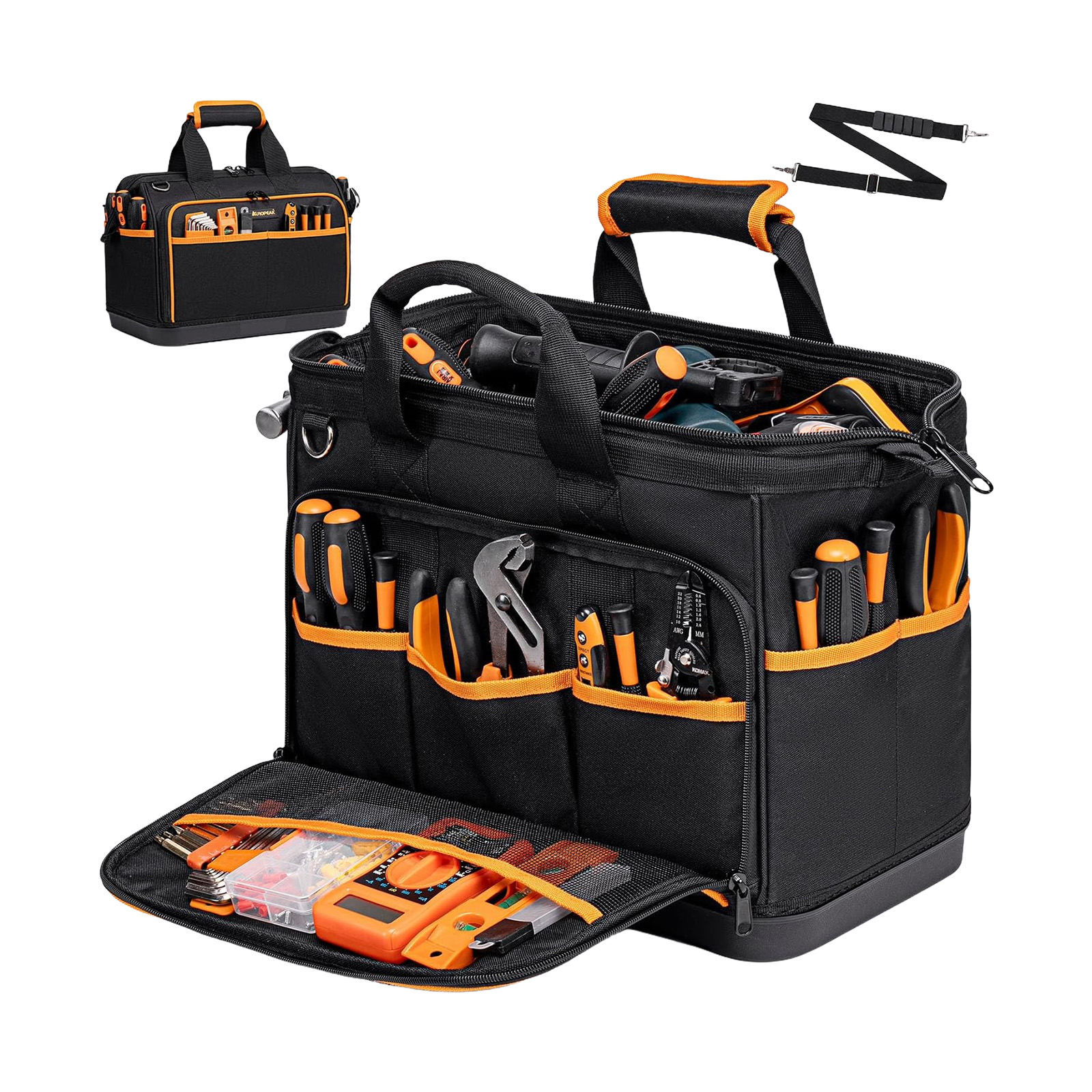 17inch Wide Mouth Tool Bag Large Capacity Tool Bags for Men Portable Home Organization Storage Handbag for Screwdriver